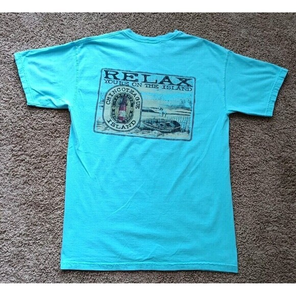 Comfort Colors T-Shirt Men's Medium Chincoteague Island Graphic Short Sleeve Y2K - Picture 1 of 8